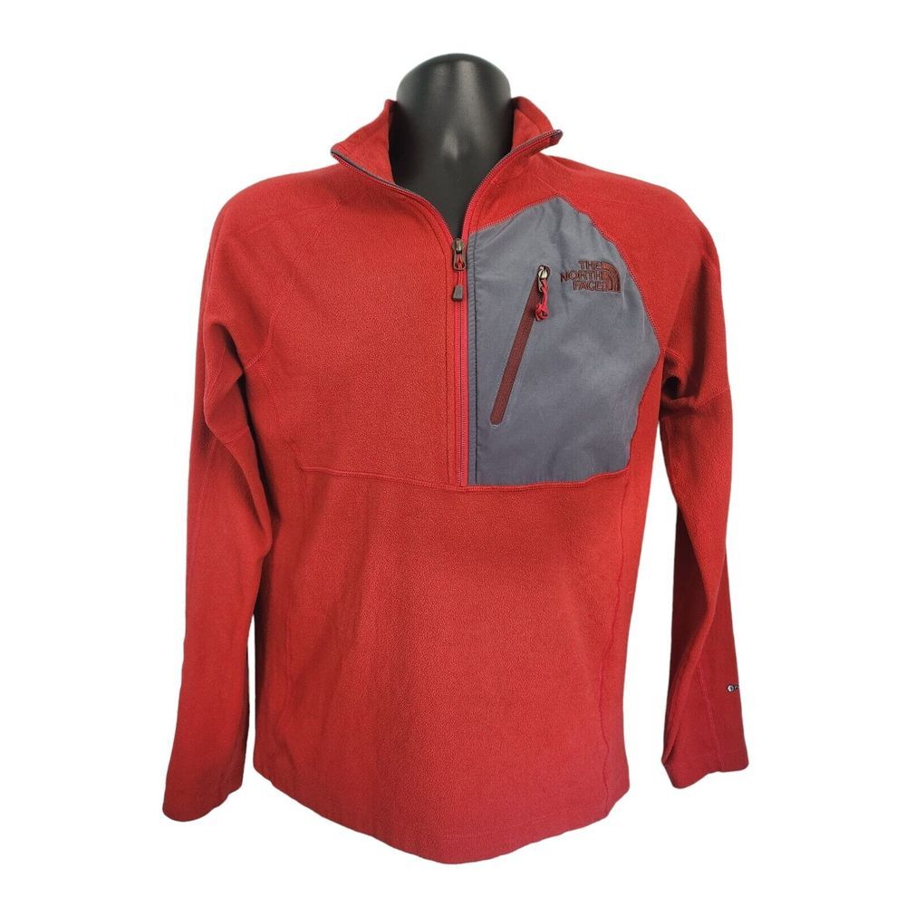 The North Face Men's FlashDry 1/2 Zip Fleece‎ Pullover Size Small Red Gray